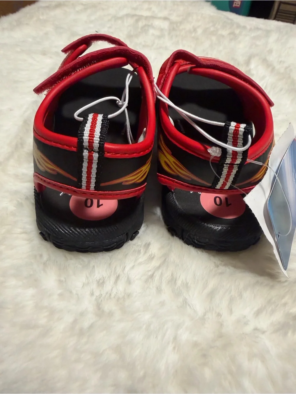 Disney Red Lightning McQueen Kids Sandals with Cartoon Face